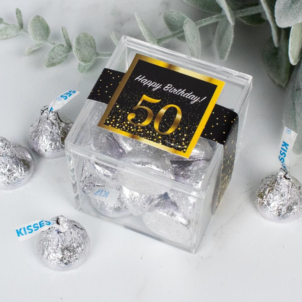 12ct 50th Birthday Party Favors for Guests JUST CANDY favor cubes with Kisses Chocolate (6 Count) Candy Favor