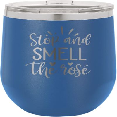 CustomGiftsNow Stop And Smell The Rose - Stainless Steel Double-Wall Insulated 12-Ounce Truck Car Travel Coffee Cup Wine Tumbler Mug with Lid