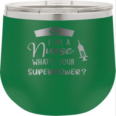 CustomGiftsNow I Am A Nurse What's Your Superpower? - Stainless Steel Double-Wall Insulated 12-Ounce Truck Car Travel Coffee Cup Wine Tumbler Mug with Lid