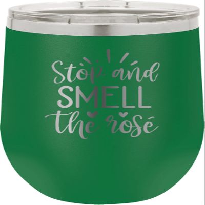 CustomGiftsNow Stop And Smell The Rose - Stainless Steel Double-Wall Insulated 12-Ounce Truck Car Travel Coffee Cup Wine Tumbler Mug with Lid
