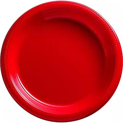 Nicole Fantini Ideal Dining 10 Inches Disposable Red Plastic plates Good to use in Microwave : 400 Count