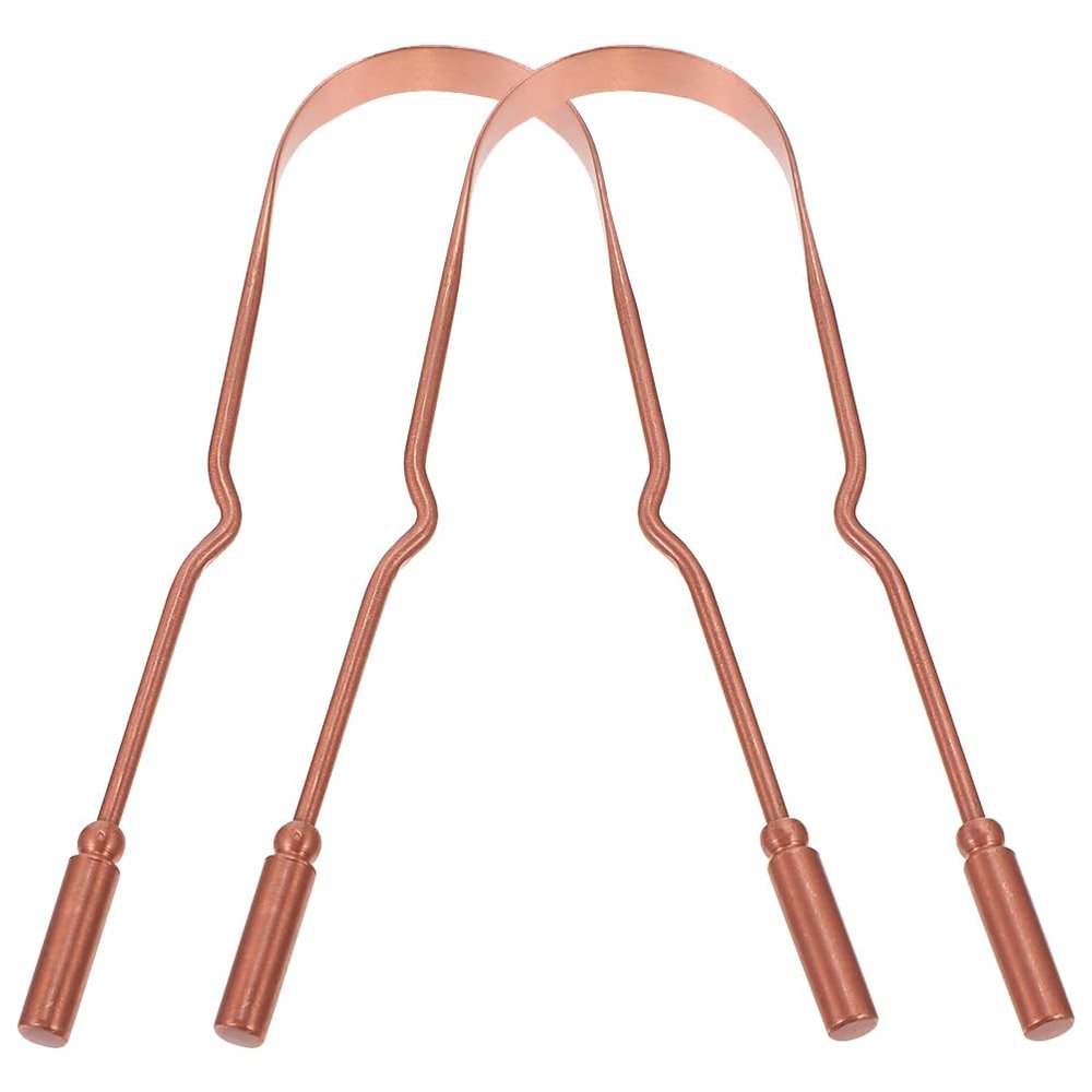 2 Sets Tongue Scraper For Adults Tongue Scrubber Copper Scraper with Case Mouth Scraper Metal Gum Scrapers Kids Oral Scraper