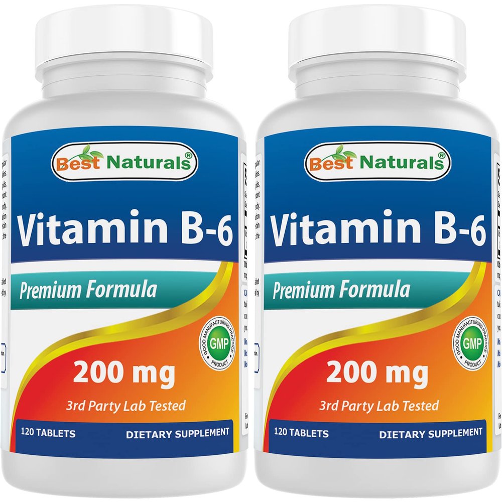Best Naturals Vitamin b6 200mg for Adults, 120 Tablets (120 Count (Pack of 2))