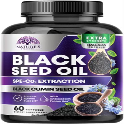 Black Seed Oil Capsules 1000mg with Thymoquinone - Pure Nigella Sativa for Skin Health & Immune Support, 100% Blackseed Oil, Amazing Extraction Above Cold Pressed Black Cumin Seed - 60 Softgels