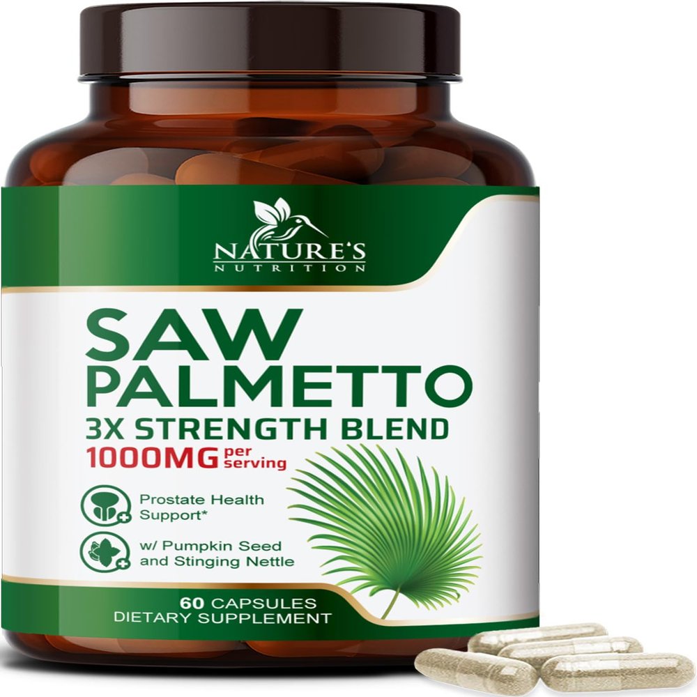 Saw Palmetto for Men 1000MG - 3X Strength Prostate Health Supplements for Men's Health Support - with Stinging Nettle and Pumpkin Seed Extract - Prostate Urinary & Hair Health Support - 60 Capsules