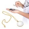 5X Necklace Magnifier Glass for Reading, Jewelers Magnifying Glasss Necklace for Women, 18.1 Inch Long Magnifying Glass Pendant, for Ladies Mom Elderly Gift Library Reading Jewelry Needlework (Gold) view 1