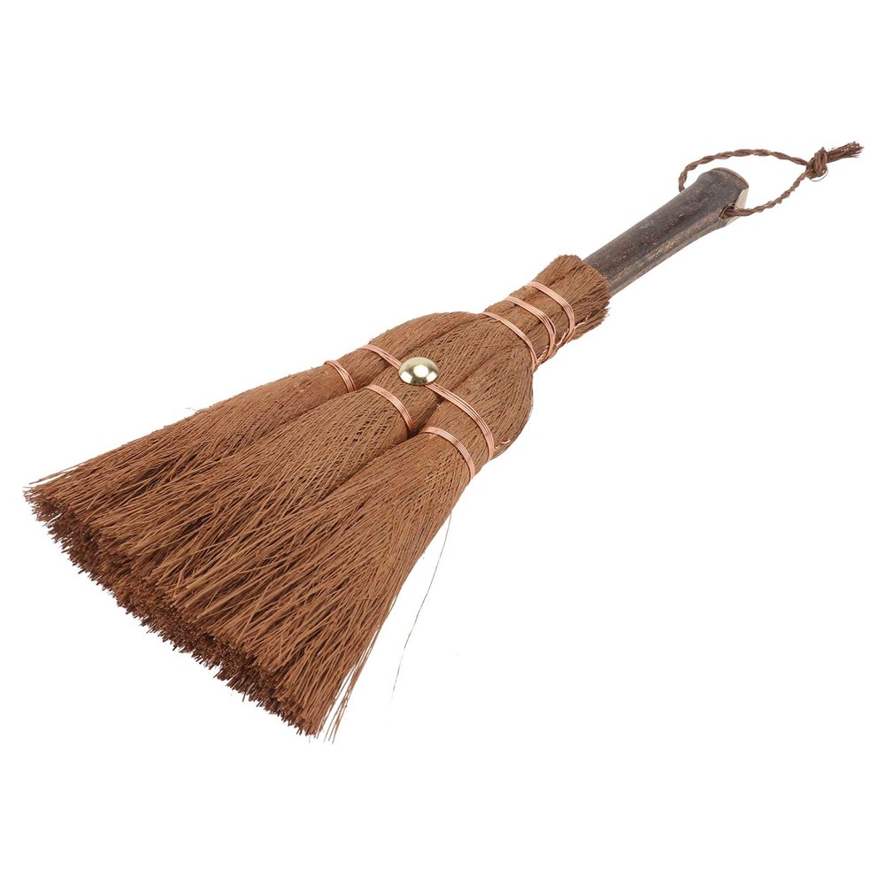 1pc Mini Natural Palm Broom Classic Household Cleaning Brush for Desktop Use Brown Bristles for Tea Ceremony and Multi-Surface Sweeping