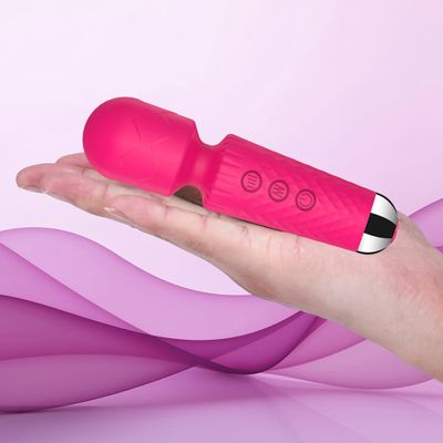 CHARMING Personal Back Massager Handheld Waterproof & Rechargeable, 20 Patterns 8 Speeds, Quiet Vibration Wand for Travel Friendly Relaxation Tool -(Rose Red)