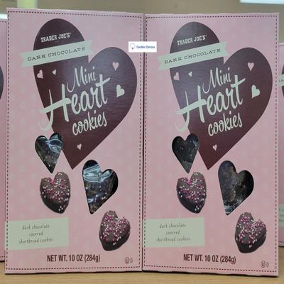 Trader Joes Dark Chocolate Mini Heart Cookies 10oz 284g (Two Boxes)