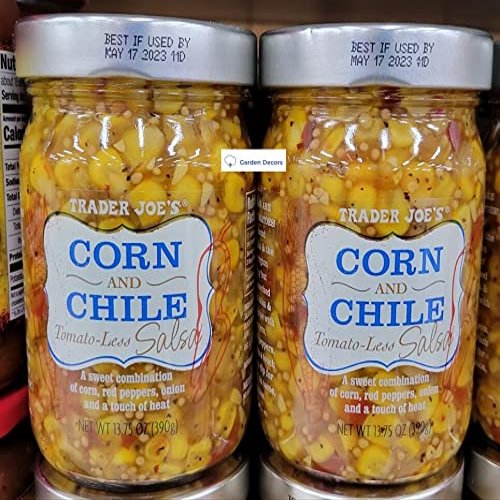 Trader Joes Corn and Chile Tomato-Less Salsa 13.75oz 390g (Two Bottles)