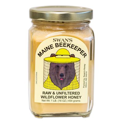 Swan's Raw and Unfiltered Wildflower Honey Creamy, Silky, Gourmet Includes Beeswax, Pollen, Enzymes Glass Jar 16oz, 454g (1 BOTTLE)