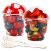 12 oz Clear Plastic Parfait Cups with Dome Lids (NO HOLE) & Sporks, (50 Sets) Disposable Plastic Cups/Bowls for Cereal Parfait, Pudding, Snacks, Ice Cream, Yogurt, Dessert, On The Go Fruit Cup view 1