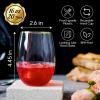 FOCUSLINE 20pcs 16 Oz Plastic Wine Glasses, Stemless Gold Rim, Heavy Duty Disposable Drinking Cups, Reusable Shatterproof for Party & Wedding view 2