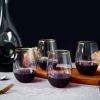 FOCUSLINE 20pcs 16 Oz Plastic Wine Glasses, Stemless Gold Rim, Heavy Duty Disposable Drinking Cups, Reusable Shatterproof for Party & Wedding view 3