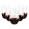FOCUSLINE 20 Pack 16 Oz Plastic Wine Glasses, Stemless Plastic Wine Cups Heavy Duty, Unbreakable Disposable Wine Glasses for Wedding or Party view 1