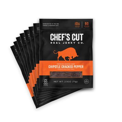 Chef's Cut Beef Jerky, Chipotle Cracked Pepper, High Protein Meat Snack, 10g of Protein and 90 Calories, Gluten Free, Premium Lean Smoked Beef - 2.5 Ounce (Pack of 4)