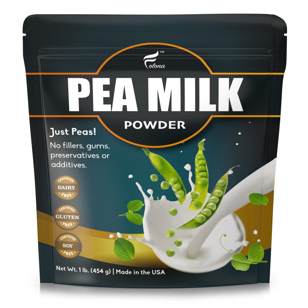 Folona Unsweetened Pea Milk Powder, Sugar Free Non-dairy Coffee Creamer. Perfect for Tea, Smothie, and Cooking - Vegan, Keto, Paleo Friendly - 1lb Plant Based Milk With 7.2 g Pea Protein Per Serving, Shelf Stable. Free of GMOs, Soy, Nut, Gluten, Lact