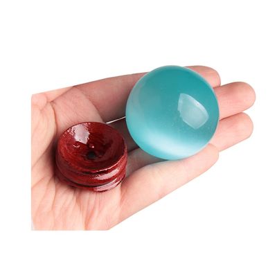 Acxico 1 pcs 40mm Rare Natural Blue Eye Cat Quartz Sphere Crystal Ball Healing Stone Decor