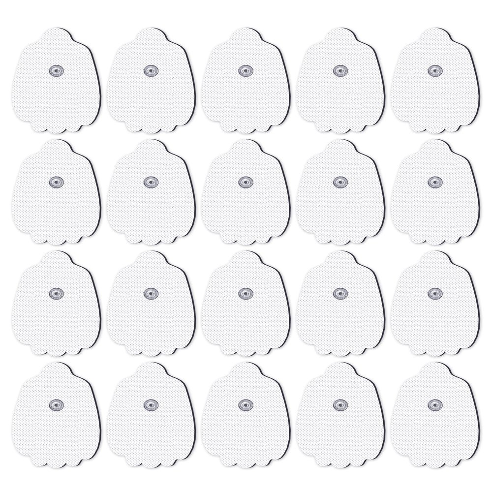 20-Pack TENS Unit Replacement Pads, Long-Lasting Snap Electrodes for 50 Times of Use per Pad, Latex-Free TENS Pads Set Compatible with TENS EMS Devices Using 3.5mm Button Lead Wires