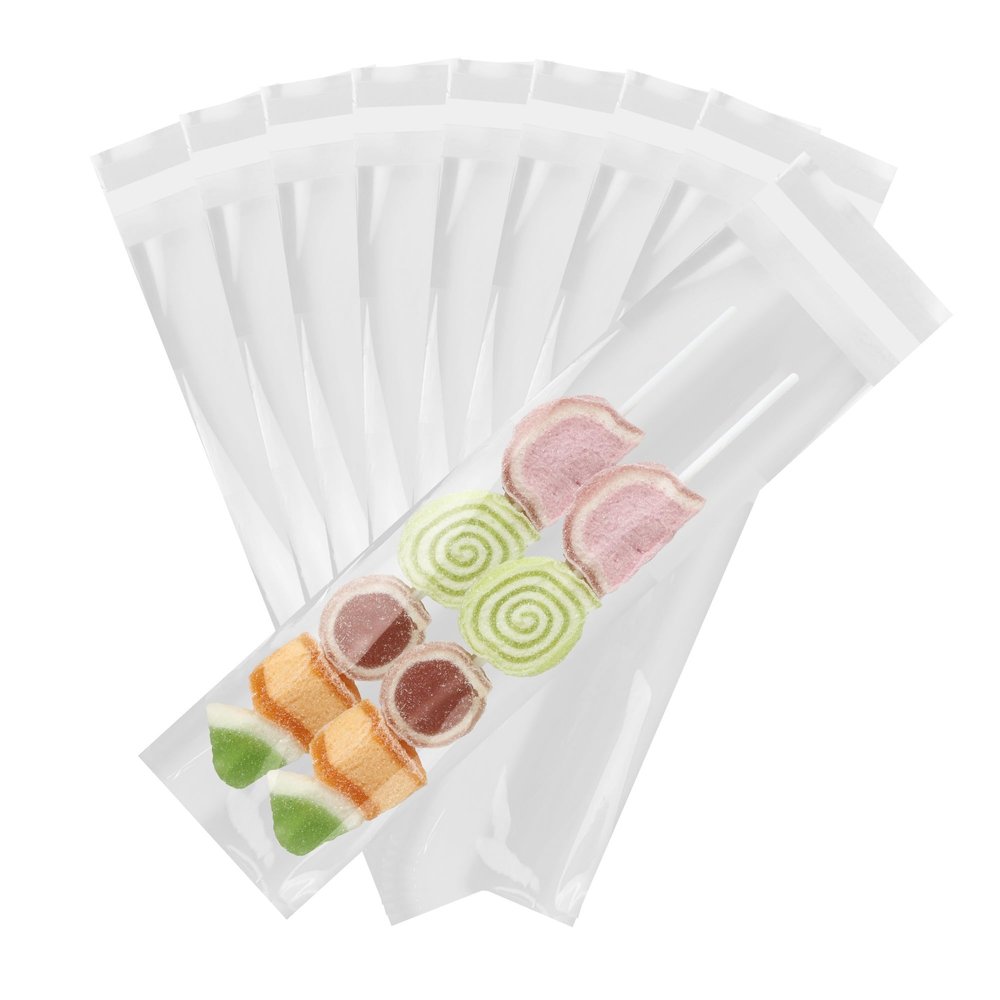 iMailer - 200 Pcs -3" x 11" Pretzel Bags Self Adhesive-Self Sealing Cellophane Bags,Prezetels Individual Sticks Bags Food Safe Bags for Chocolate, Candies, Cookies