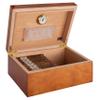 Humidor Supreme Desktop Cigar Handcrafted Bubinga Wood Mapa Burl Decorative Maple Inlay Glass Hygrometer Spanish Cedar Tray, Holds 50-85 Cigars (Pristina) view 3