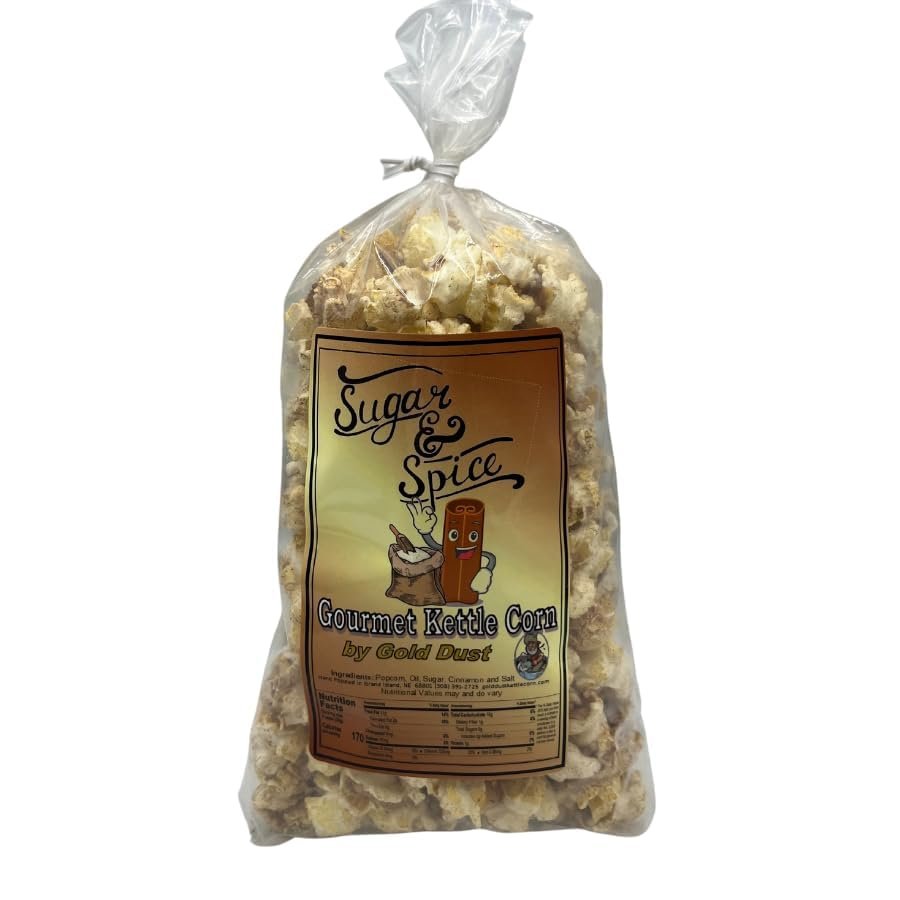 Gold Dust Kettle Corn | Cinnamon and Sugar Kettle Corn | Cinnamon Toast Flavor | Sweet and Salty | Non GMO | Gluten Free | Fresh Popped Popcorn | Nebraska Popcorn | 2 oz bag | 4 Pack
