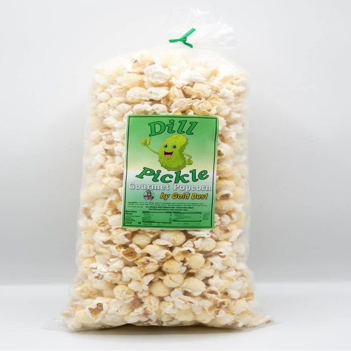 Gold Dust Kettle Corn | Dill Pickle | Pickle Flavored Popcorn | Gourmet Popped Popcorn Snack Bag | Non-GMO | Made with Real Butter | Fluffy Pre Popped Popcorn | Made in Nebraska | 8 oz Bag | 4 Pack