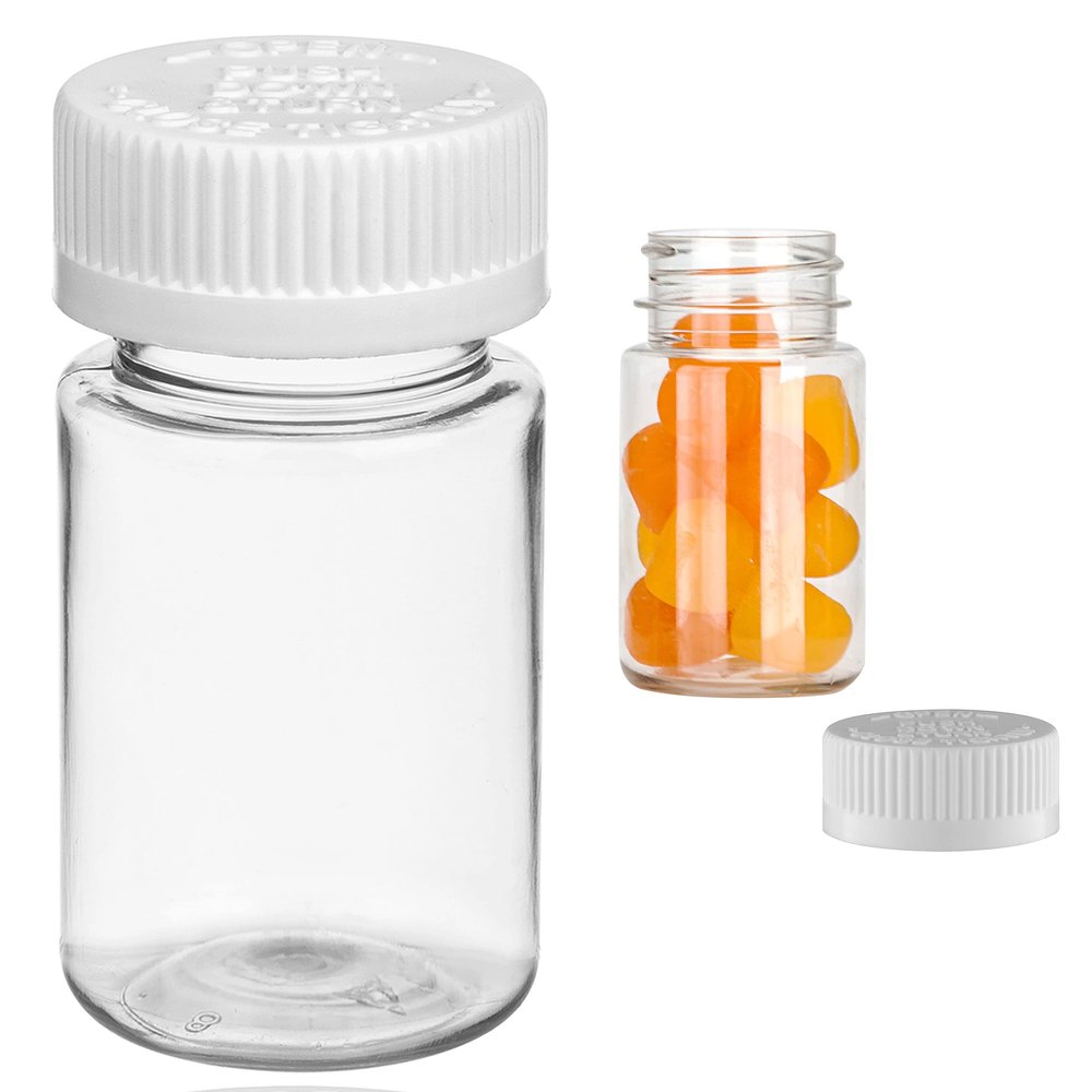 16 X Plastic Reusable Empty Bottles Prescription Pill Vials Medicine Containers