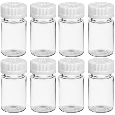 8 Plastic Pill Bottles Empty Container Medicine Vitamin Capsule Drug Case Clear