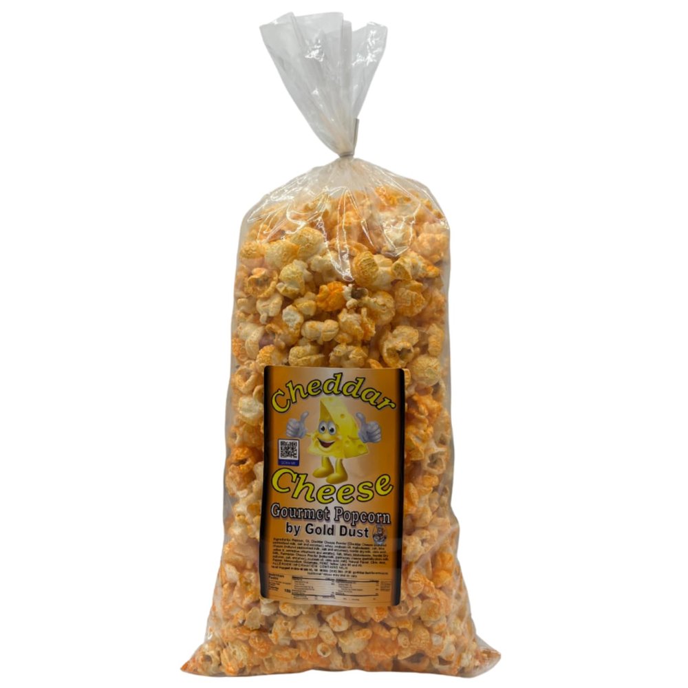 Gold Dust Kettle Corn | Cheddar Cheese | Gourmet Popped Popcorn Snack Bag | Non-GMO | Made with Corn Oil | Light and Fluffy | Flavorful Pre Popped Popcorn | Made in Nebraska | 7 oz Bag