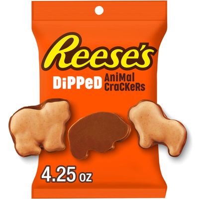 REESE'S Milk Chocolate Peanut Butter Dipped, Animal Crackers Bag, 4.25 oz
