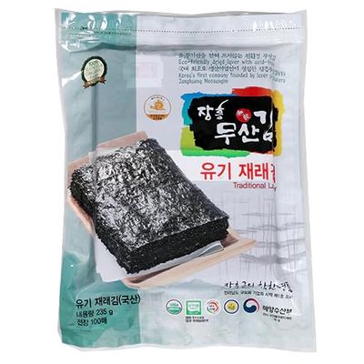    Korea Organic Jangheung Moosan Tradition Laver (seaweed/gim) 1Pack(100 Full Sheets) (acid-free healthy and eco-friendly dried laver)