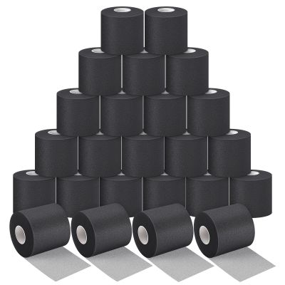 24 Pieces Foam Underwrap Tape Sports Prewrap Athletic Tape Foam Pre Wrap for Ankles Wrists Hands and Knees(Black)