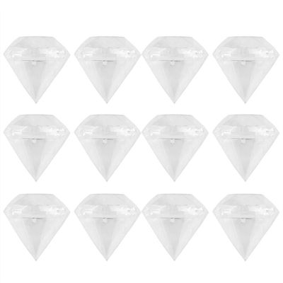 12 pcs Candy Boxes, Plastic Diamond Shape Box Valentine Candy Box Transparent Gift Box Wedding Party Supplies