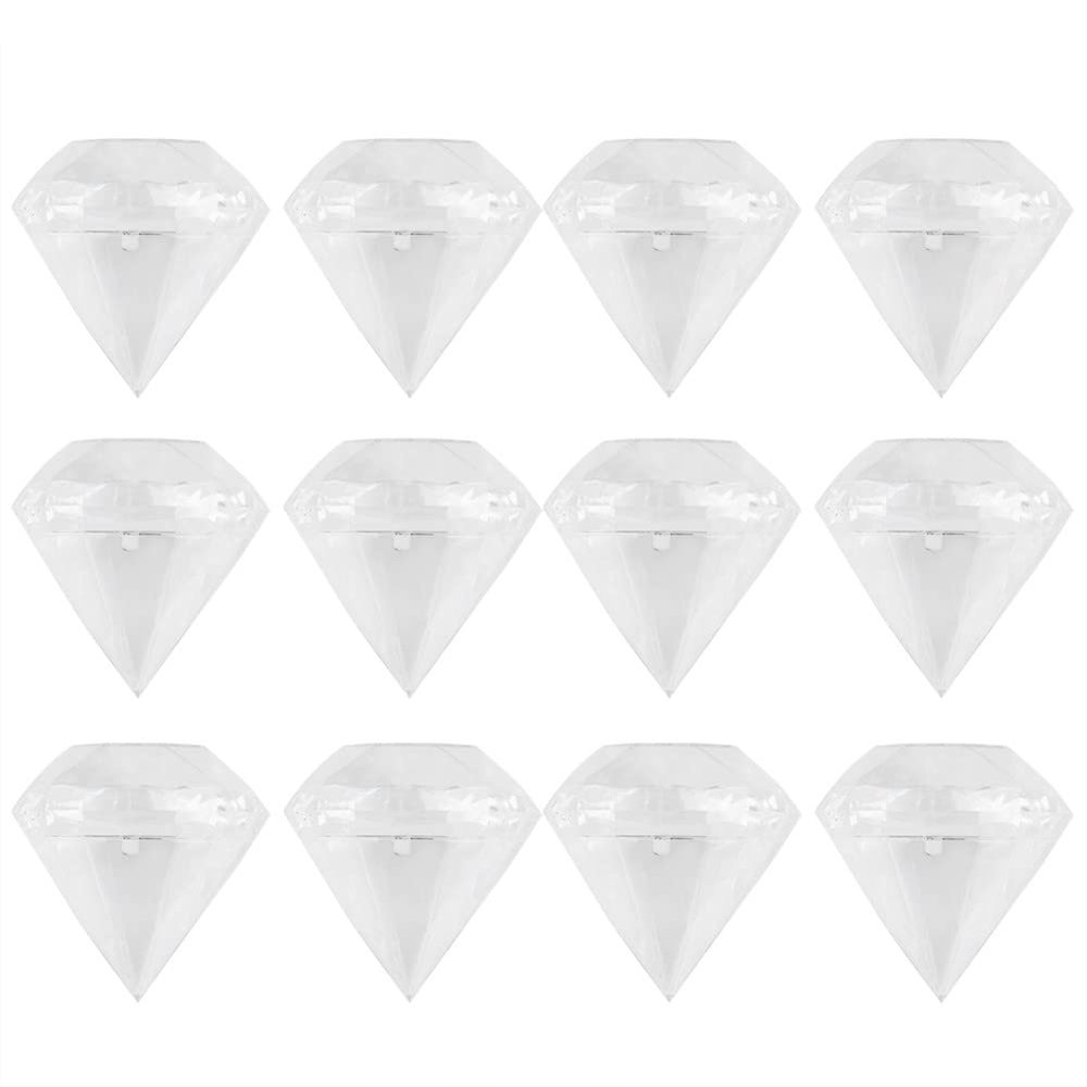 12 pcs Candy Boxes, Plastic Diamond Shape Box Valentine Candy Box Transparent Gift Box Wedding Party Supplies