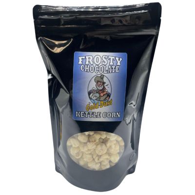 Gold Dust Kettle Corn | Frosty Chocolate | Gourmet White Chocolate Covered Kettle Corn | Sweet and Salty Popcorn | Gluten Free | Non GMO | Fresh Popped Popcorn | Nebraska Popcorn | 6 oz Bag