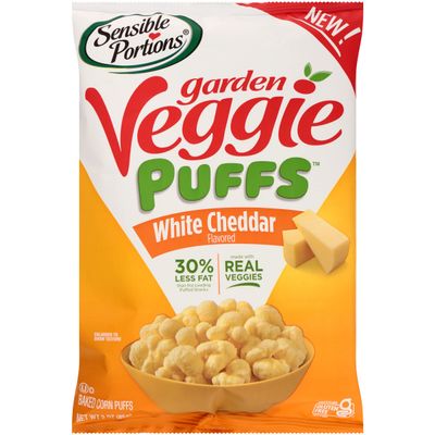 Sensible Portions Garden Veggie White Cheddar Flavored Baked Corn Puffs, 3 oz (Pack of 6)