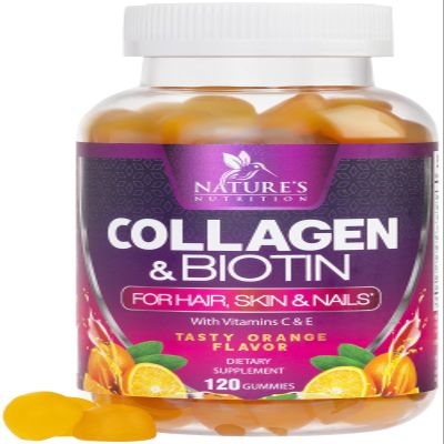 Collagen Gummies with 2500mcg Biotin - Complete Collagen Supplement with Hydrolyzed Peptides Type I & III, Biotin, Zinc, & Vitamin C - Hair, Skin, & Nail Growth Support for Women & Men - 120 Gummies