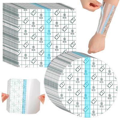 50 Pieces Waterproof Adhesive Bandages Transparent Stretch Bandages Protective Clear Films Dressing Tattoo Cover Dressing Tapes for Shower Swimming(6 x 6 Inch)