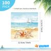 100 Pcs Nautical Beach Guest Napkins Summer 3 Ply Disposable Paper Beach Disposable Guest Towels Beach Dinner Napkins with Starfish Sea Shore Design for Summer Holiday Party Tableware Supplies view 2