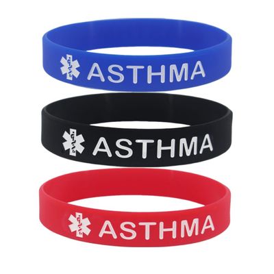 JOYID Blood THINNER Diabetic Type 1/2 Asthma Silcone Rubber Medical Alert ID Emergency Bracelets Warning Wristband Silicone Bracelets-Asthma