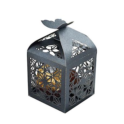 Balsa Circle 25 Black Party Favor Gift Boxes with Laser Cut Lace Design and Butterfly Top Wedding Birthday Event Decorations Supplies