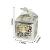 Balsa Circle 25 Silver Party Favor Gift Boxes with Laser Cut Lace Design and Butterfly Top - for Wedding Events Decorations Supplies view 2