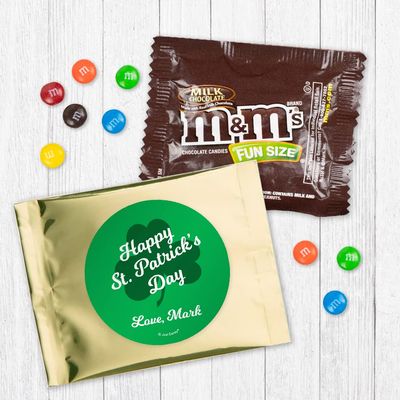 12ct St. Patrick's Day Candy Favors M&M's Milk Chocolate Fun Size (12 Pack) - Gold Foil - (3 x 4in) Personalized Party Favors