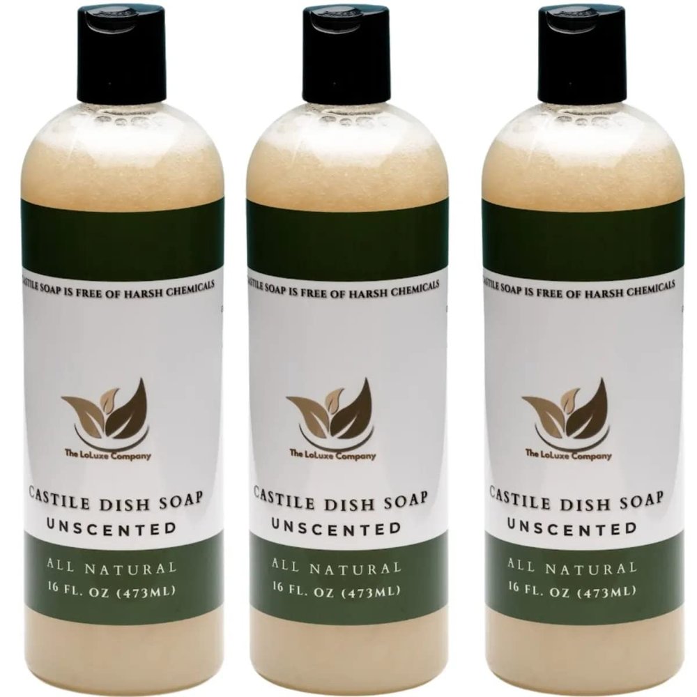 3 PACKAGE Castile Dish Soap (Unscented) FREE OF HARSH CHEMICALS such as SLS, it is considered to be more Environmentally Friendly than most detergents. DISSOLVES GREASE. YOU CAN FEEL THE CLEAN. The Soap is very gentle on the skin and the environment.