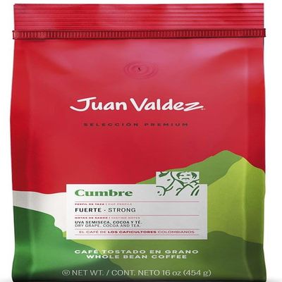 Juan Valdez Cumbre Whole Bean Coffee - Dark Roast | 100% Colombian Coffee | Dry Grape, Cocoa & Tea Notes | 16 oz / 453 g