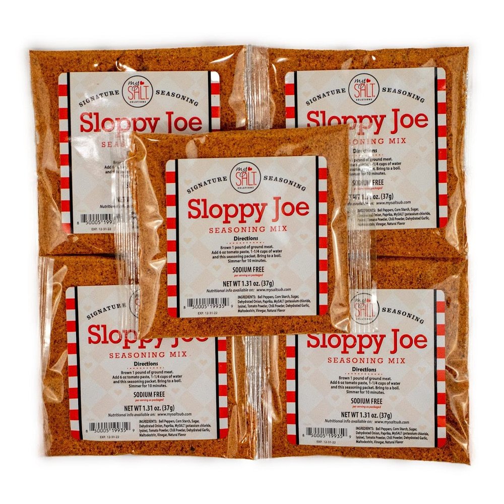 MySALT Sloppy Joe Sauce Mix 5 Pack Salt-Free Sloppy Joe Seasoning for Quick, Heart-Healthy Meals Classic Comfort Food Without the Sodium