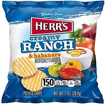 herrs Herr's Creamy Ranch & Habanero Potato Chips 1 oz Bags - Pack of 24
