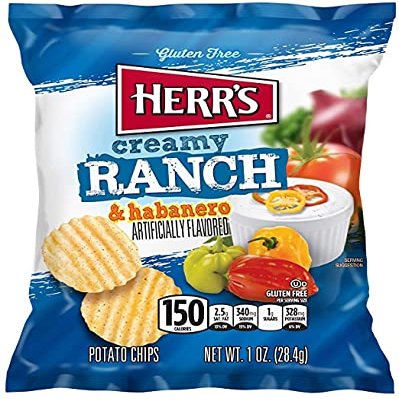 herrs Herr's Creamy Ranch & Habanero Potato Chips 1 oz Bags - Pack of 24