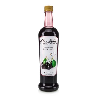 Amoretti - Black Cherry Beverage Infusion - Drink Mix & Water Enhancer with Pump for Flavoring Cocktails, Waters, Teas, and other Beverages, 94 Servings Per Bottle (750 ml), Preservative Free